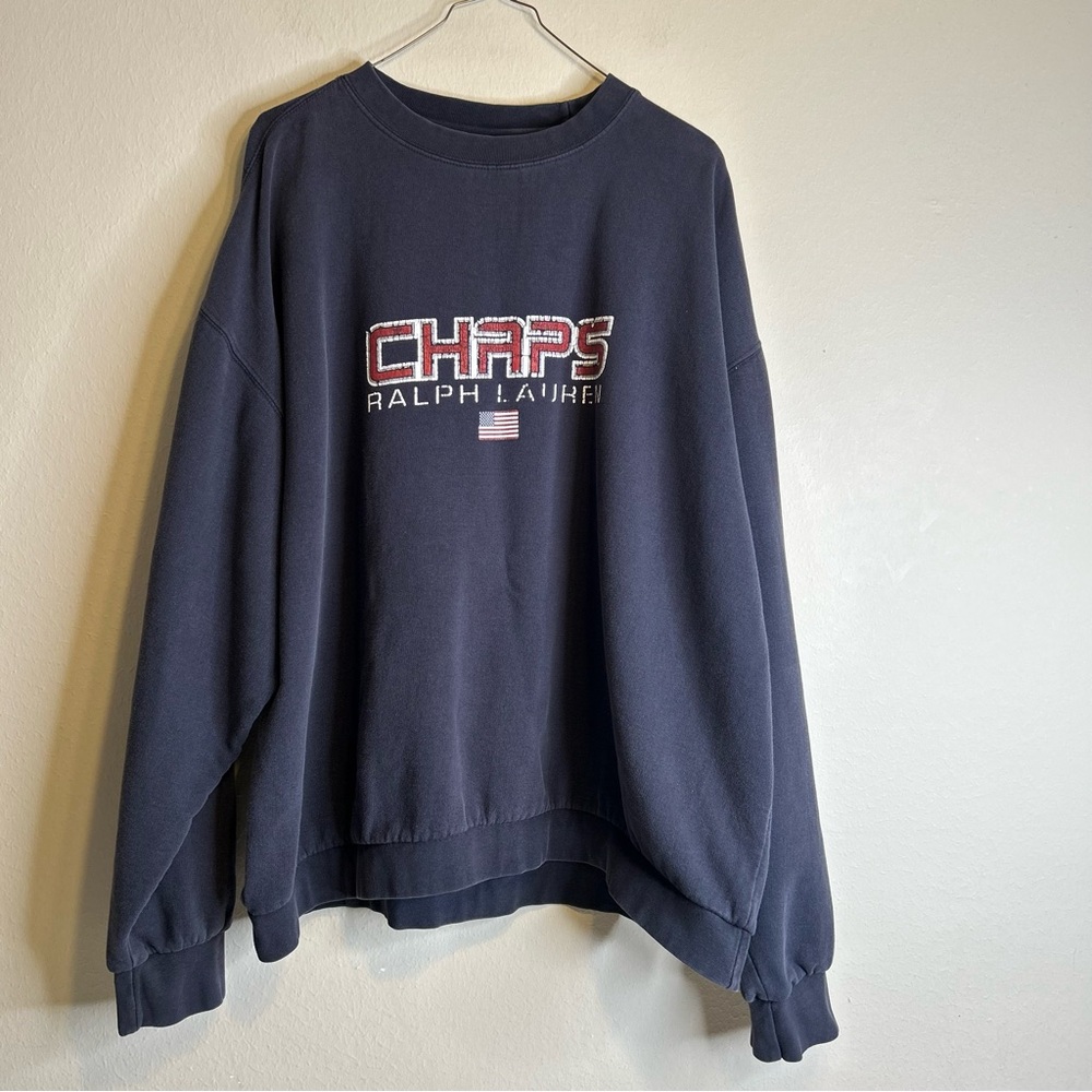 Chaps Ralph Lauren Vintage 90s Blue Crewneck Long Sleeve Pullover Sweatshirt XXL